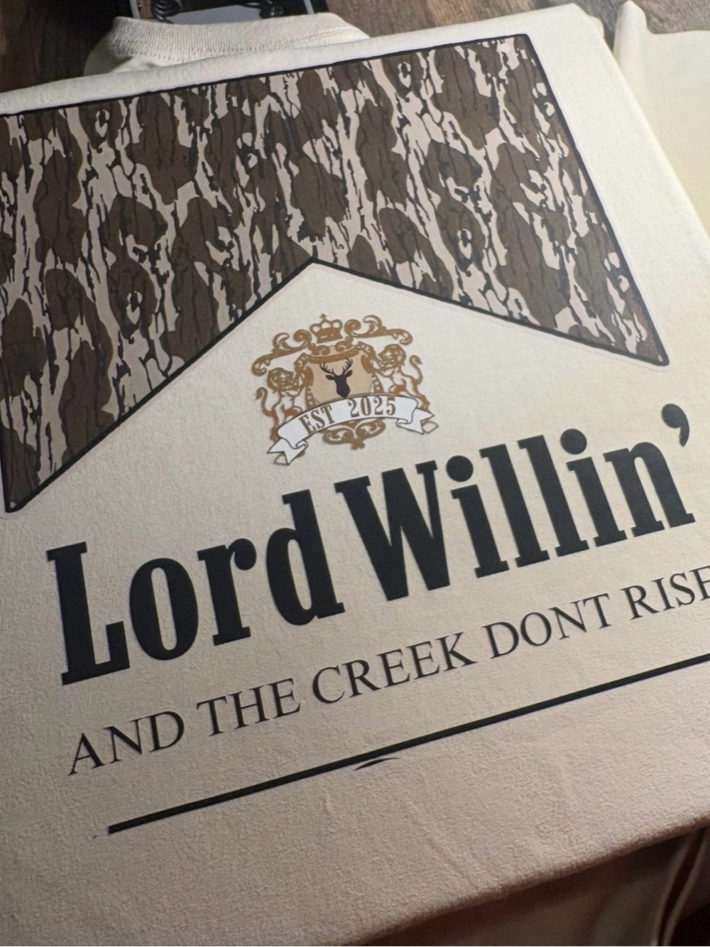 Lord Willin' Personalized Cream Wall Banner with Brown Pattern